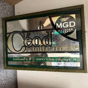 VINTAGE Miller MGD Genuine Draft Mirror Sign 22” x 32”